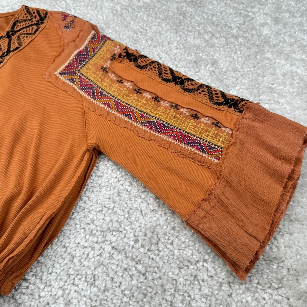 Free People Cross Country Sienna Bell Sleeve Bohemian Boho Top, Size Lar… - Picture 7 of 11